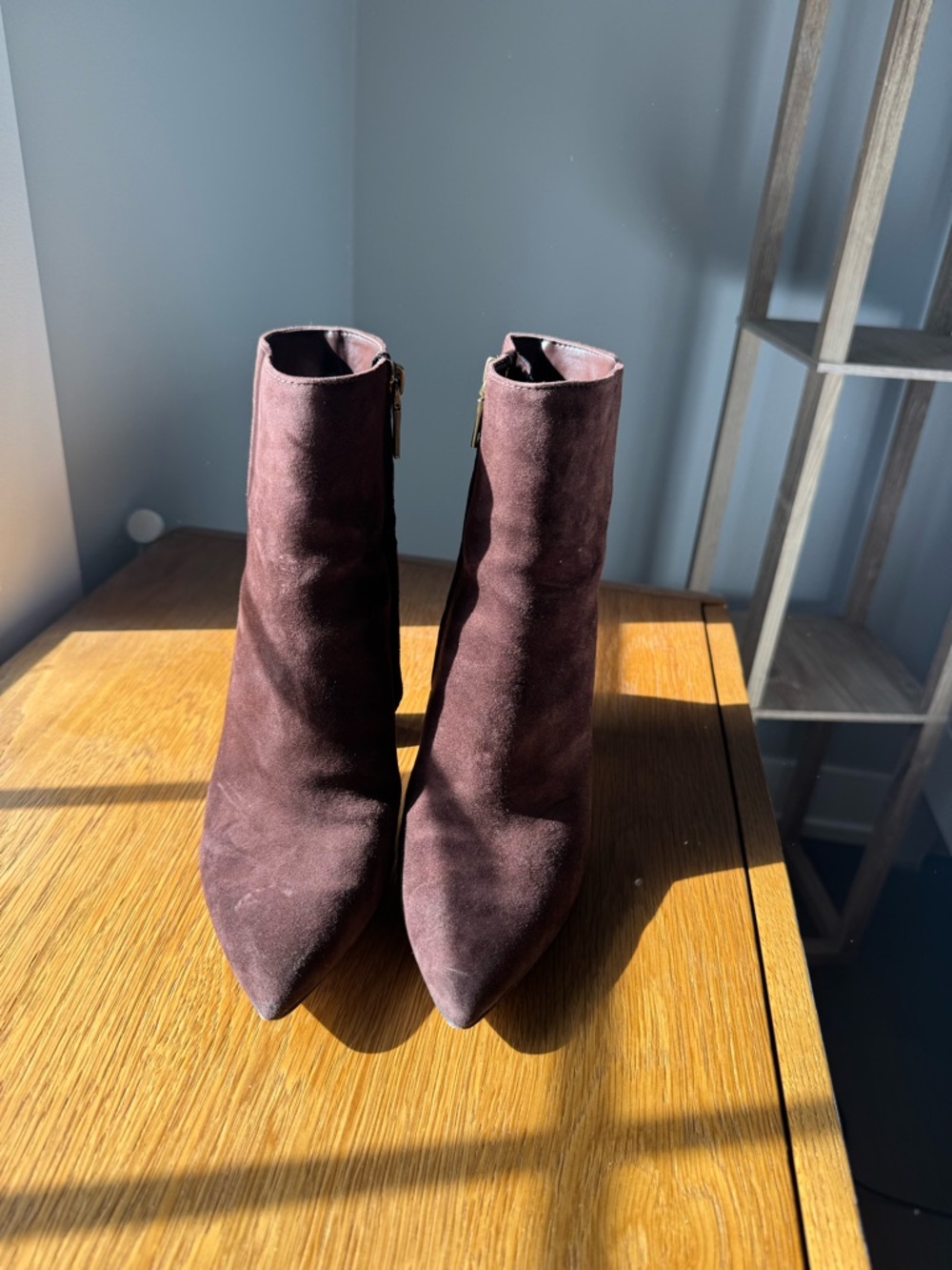 Coach Brown Suede Pointed Toe Ankle Booties
